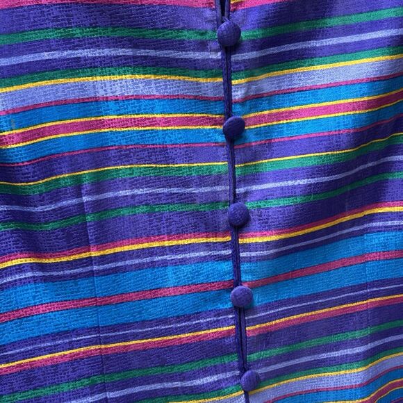 Adrianna Papell Women's Jacket Silk Stripes Purple/Multi - 12P Petite Size 12 - Picture 3 of 8